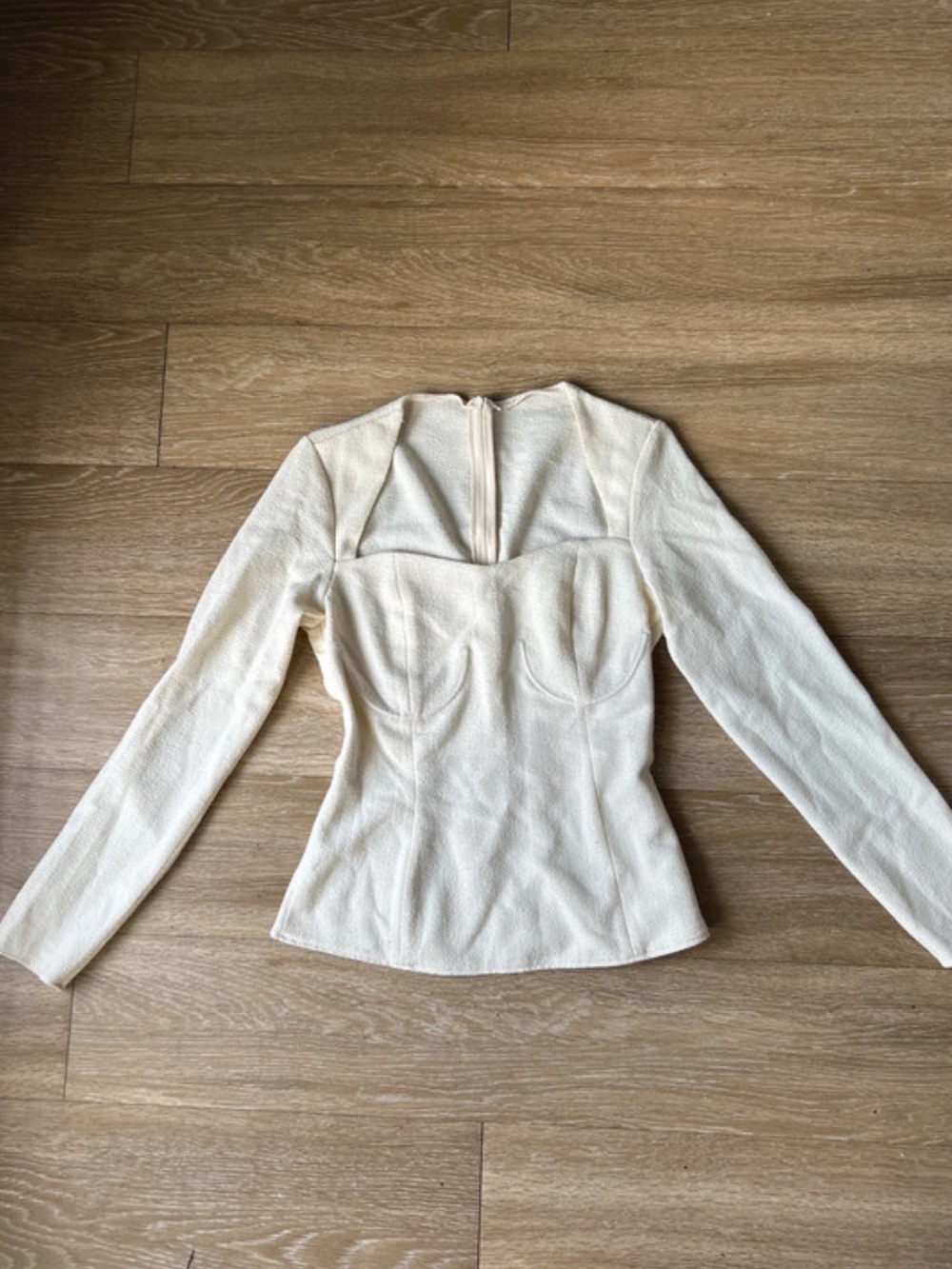 Zara Cream Long-Sleeve Structured Bustier Top